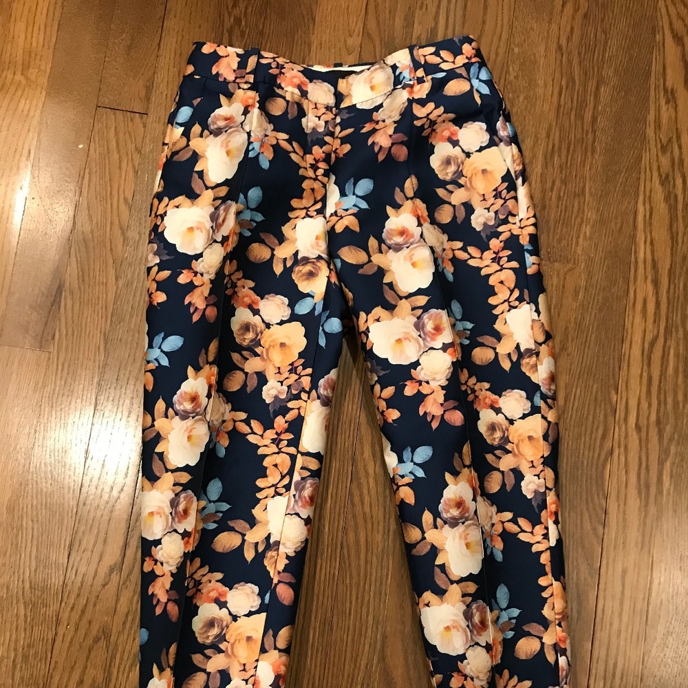 J. Crew Collection silk floral shantung pants